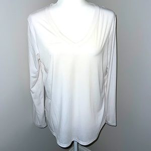Athleta Essential V Neck Long Sleeve T Shirt L White